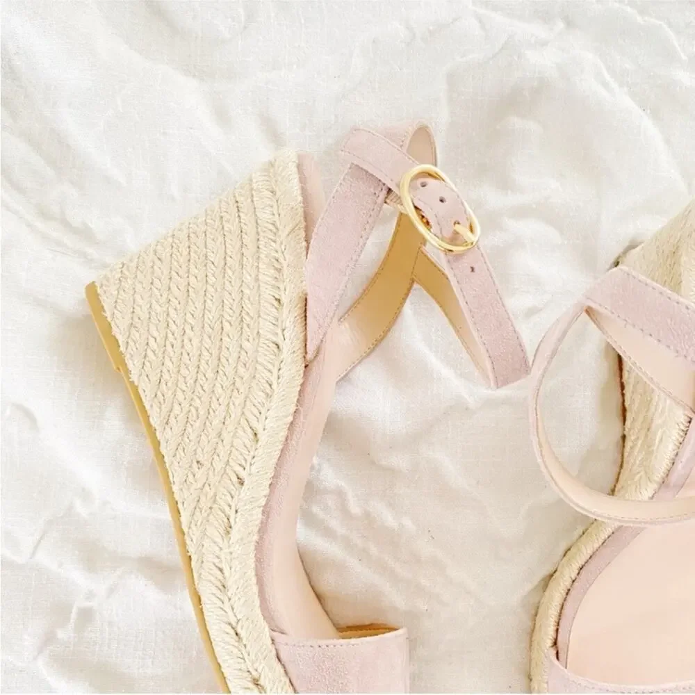 Stuart Weitzman Teddi suede espadrille wedge sandals Size 9.5
